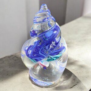 1999 Hand Blown Art Glass Paperweight Swirl Figure Schmidt Rhea Signed Glass